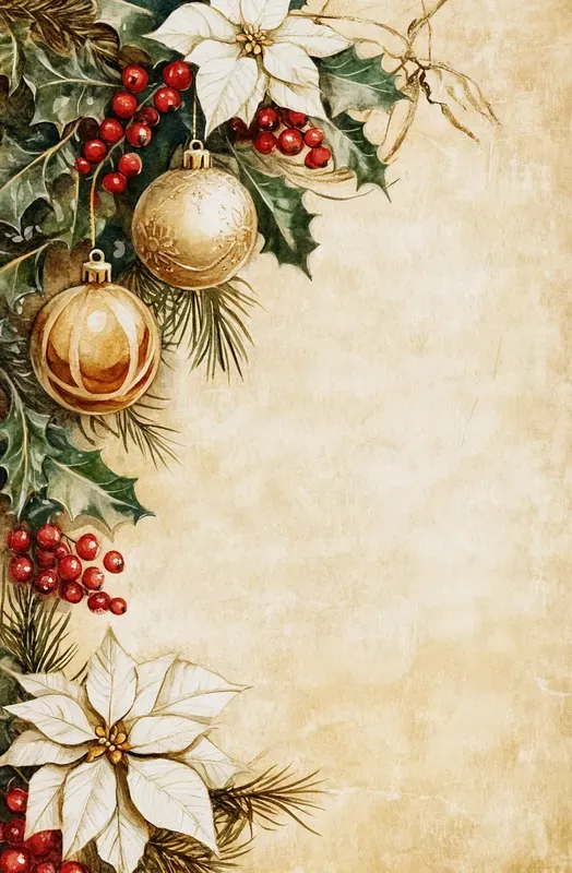 Vintage Christmas Watercolor Art