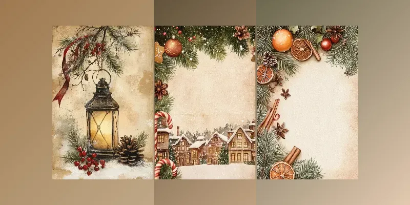 Vintage Christmas Watercolor Art generated by undefined