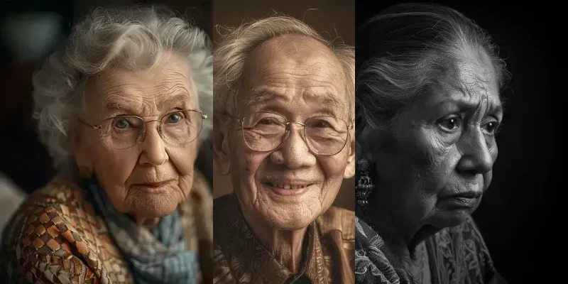 Premium Elderly Portrait Stock Photos generated by undefined