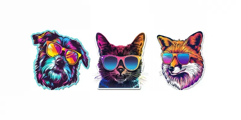 Retro 80s Animal Stickers generated by undefined