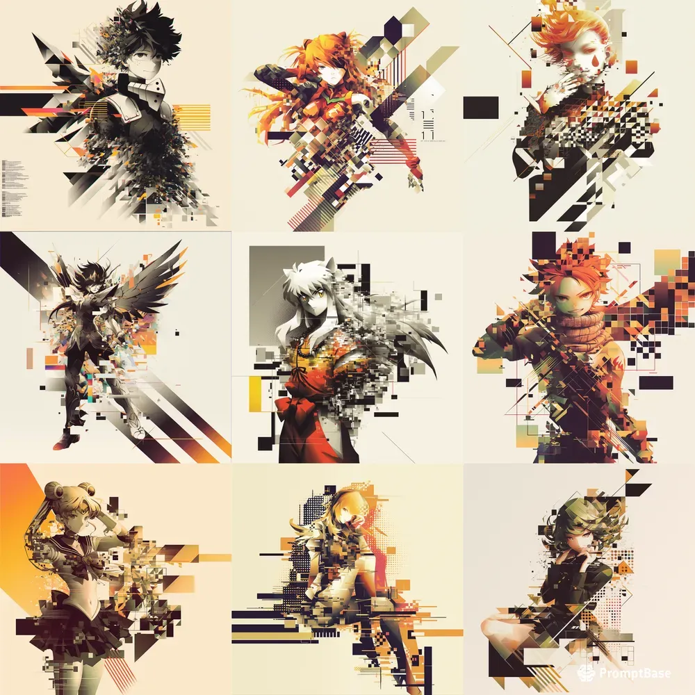 Glitch Art Anime Characters