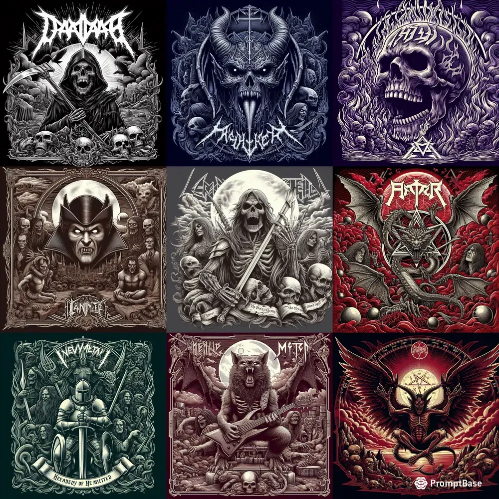 Heavy Metal Album Cover Line Art
