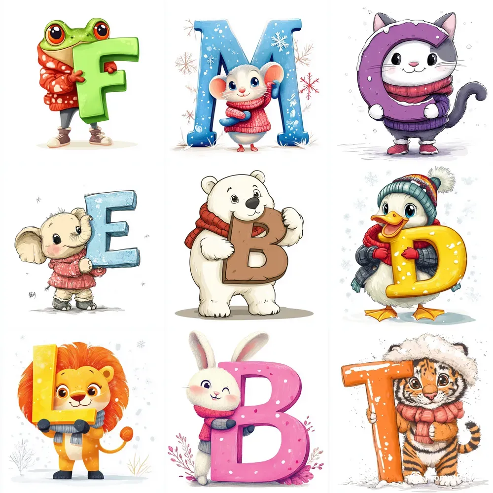 Educational Kids Of Animals Letterings