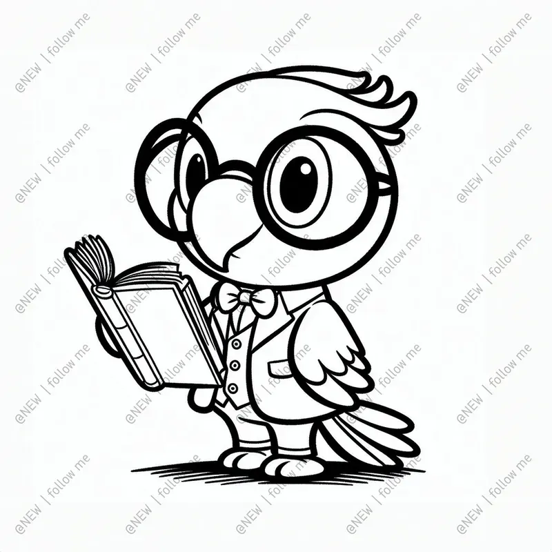 Animals Reading Books Coloring Pages