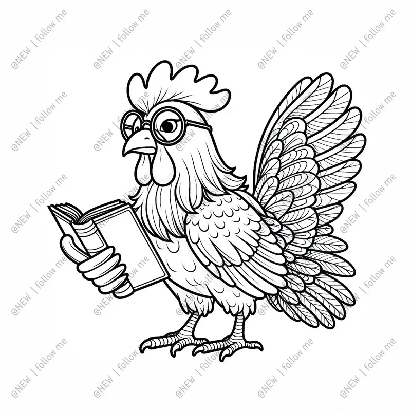 Animals Reading Books Coloring Pages