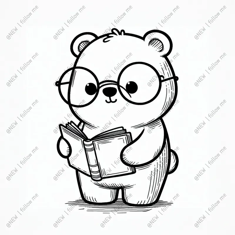 Animals Reading Books Coloring Pages