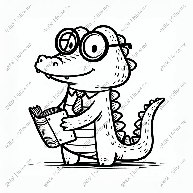 Animals Reading Books Coloring Pages