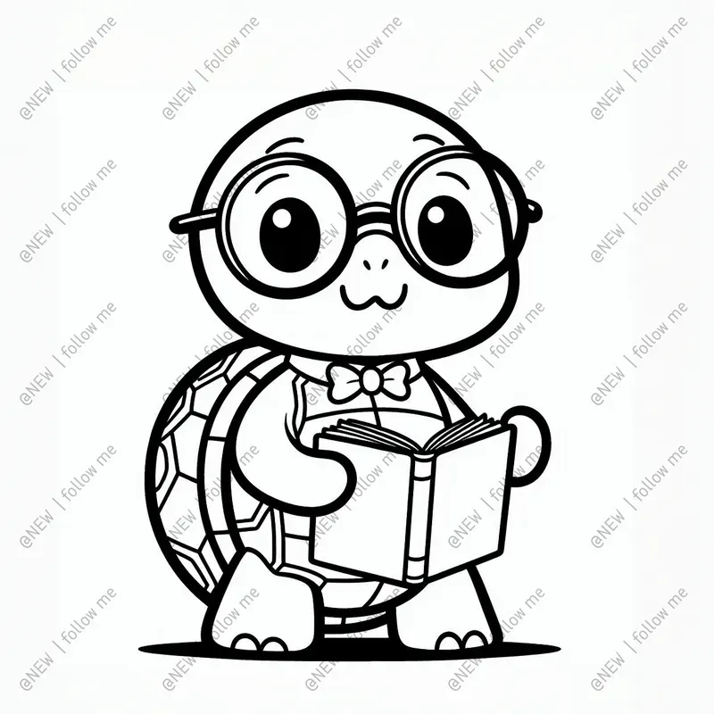 Animals Reading Books Coloring Pages
