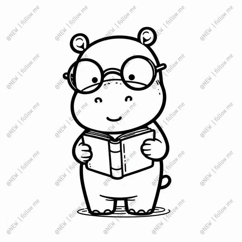 Animals Reading Books Coloring Pages