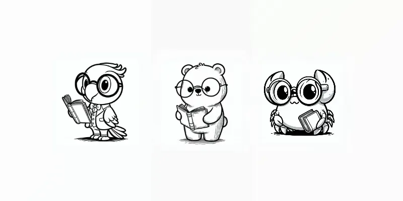 Animals Reading Books Coloring Pages generated by undefined