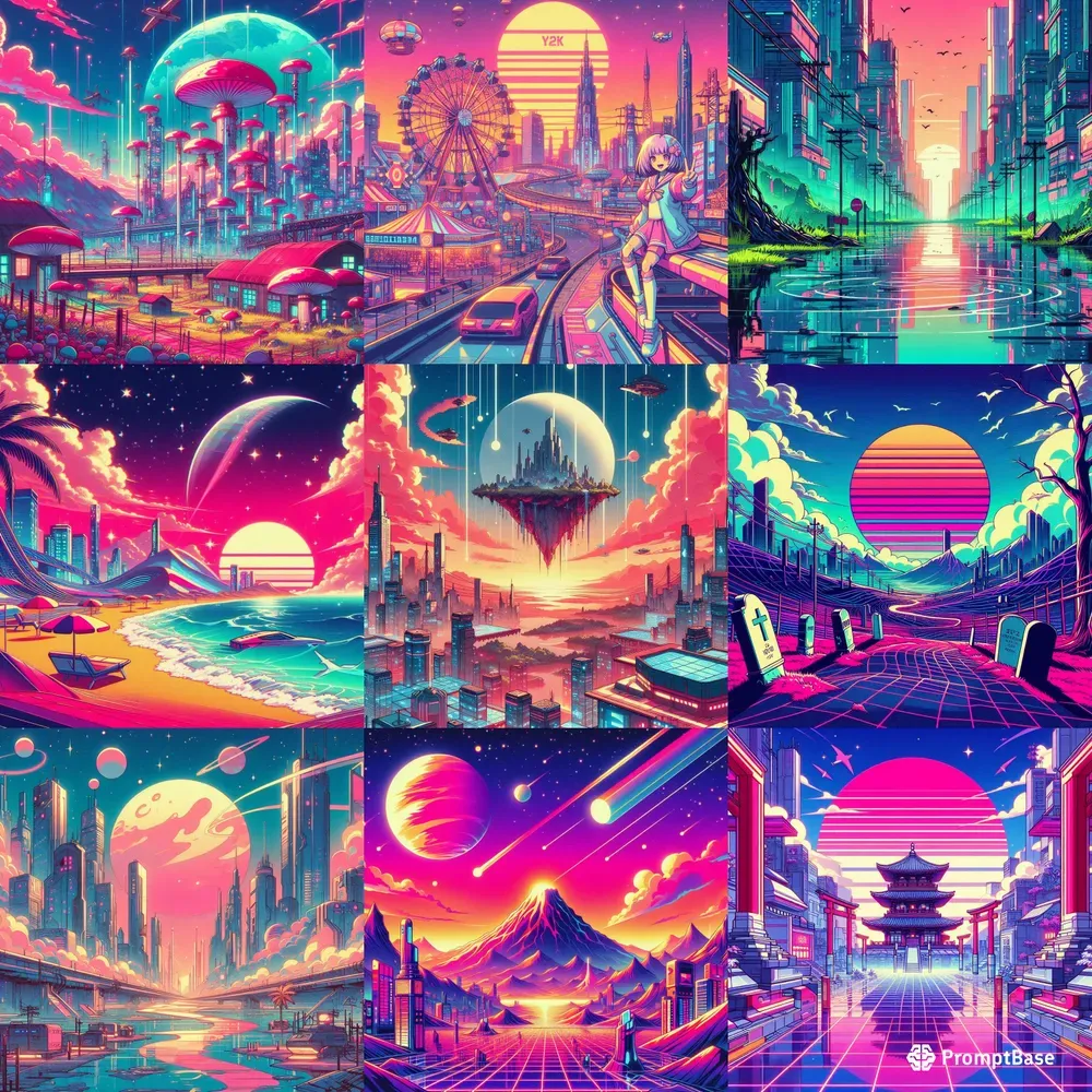 Surreal Retrofuturistic Anime Landscapes