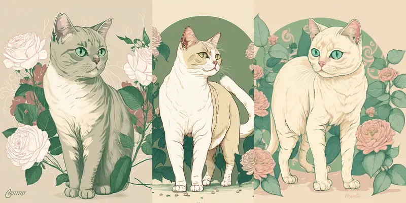 Floral Cats Portraits generated by undefined