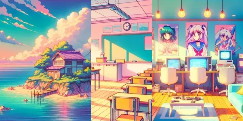 80s Retro Anime Backgrounds generated by undefined