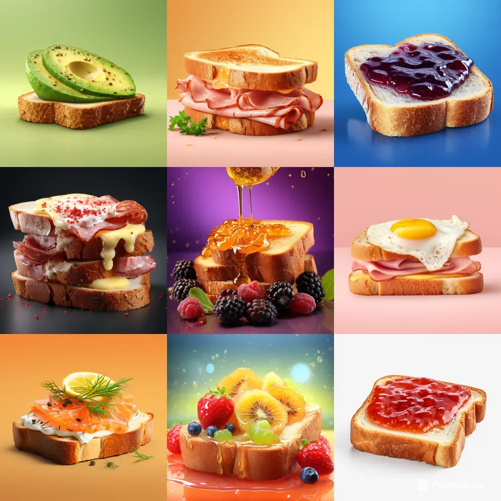 Realistic Toast Food Photographs