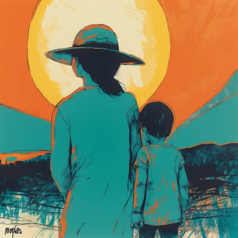 Orange Teal Drawings