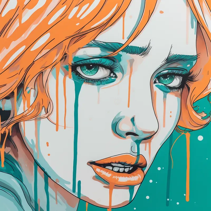 Orange Teal Drawings