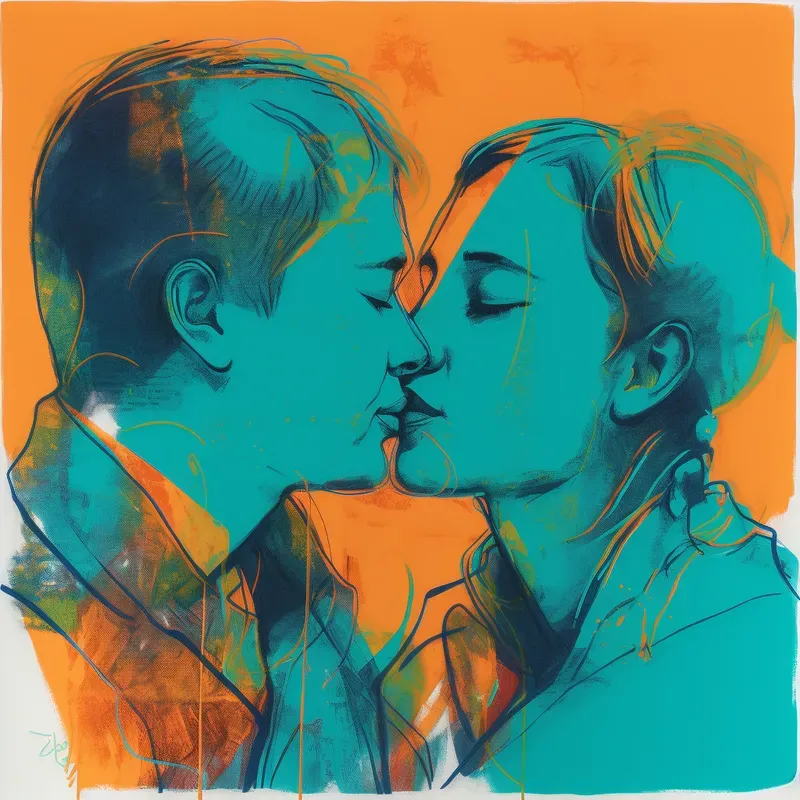 Orange Teal Drawings