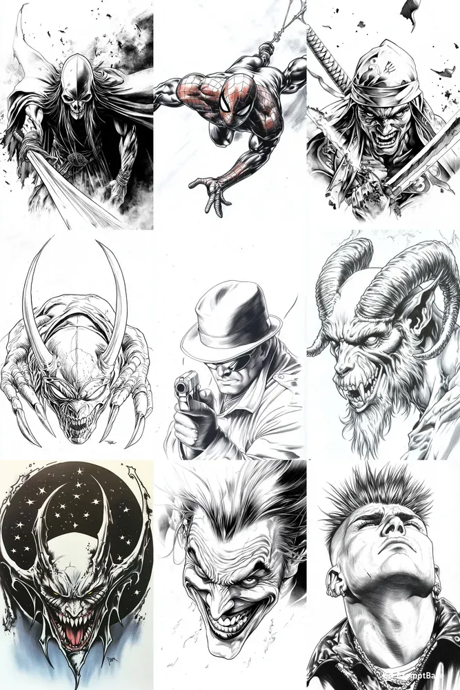 Tattoo Stencil Illustrations