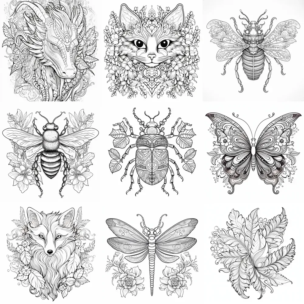 Flower Fantasy Adult Coloring Pages