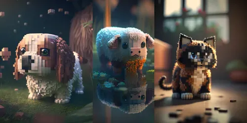 Photorealistic Minecraft Animal Models generated by midjourney