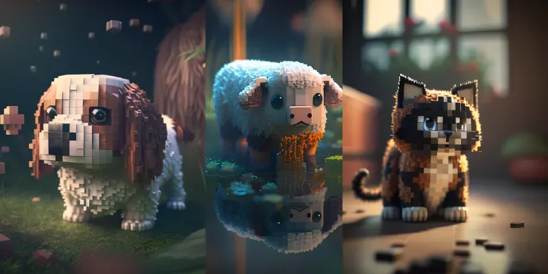 Photorealistic Minecraft Animal Models generated by undefined