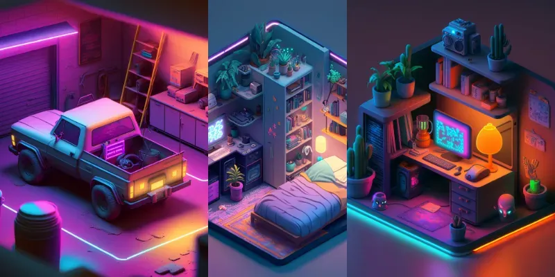 Vibrant 3D Cyberpunk Experiences generated by undefined