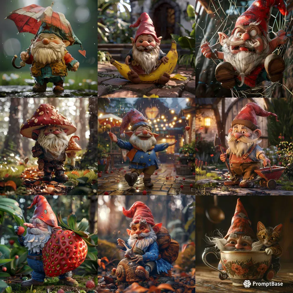 Whimsical Gnomes In Realistic Scenes