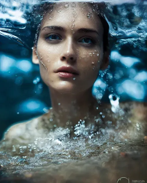 Realistic Women In Water Portraits
