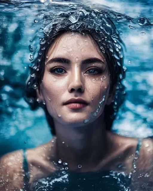 Realistic Women In Water Portraits