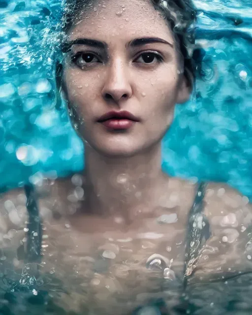 Realistic Women In Water Portraits