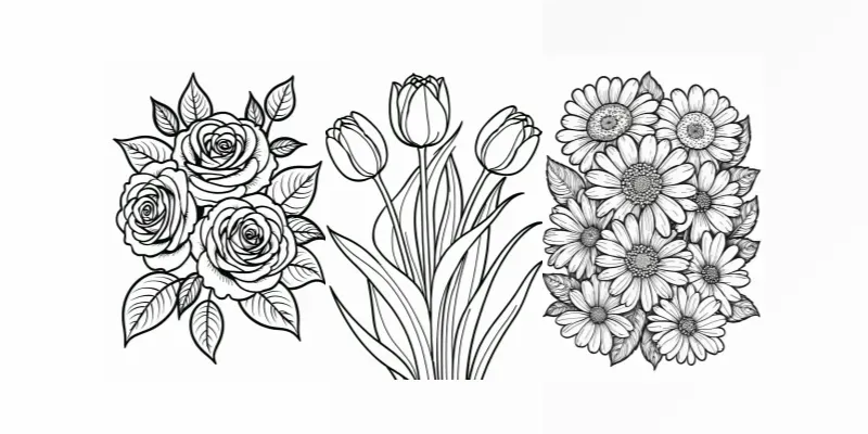 Folk Floral Coloring Book Pages generated by undefined