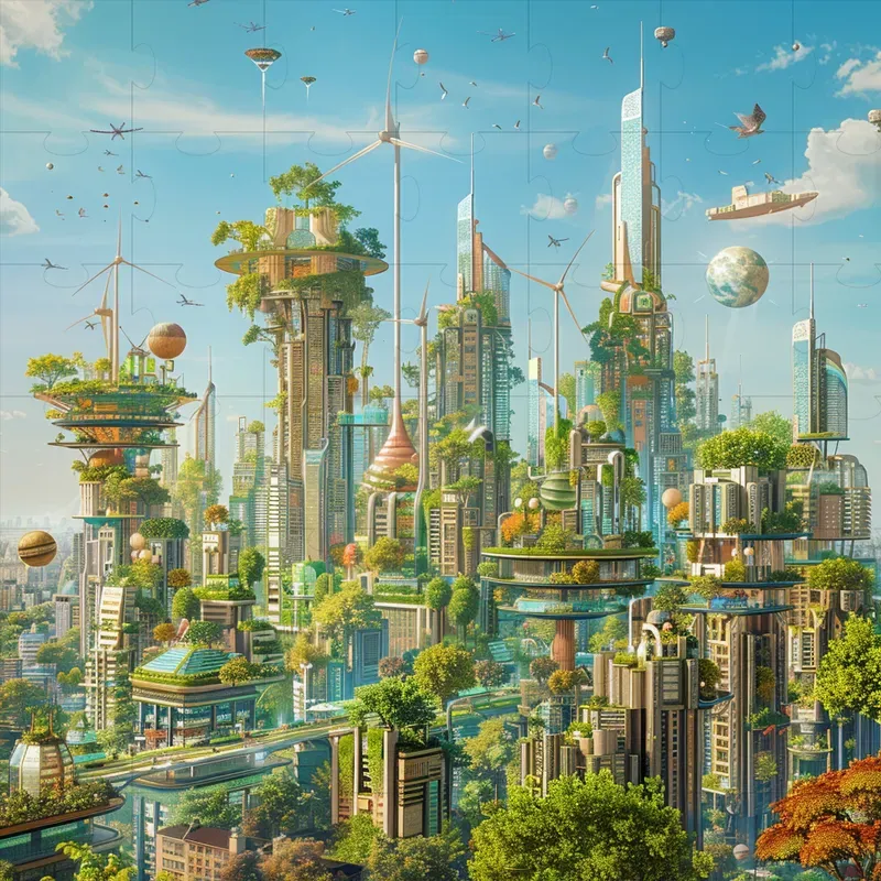 Solarpunk Futurist Cities Architecture