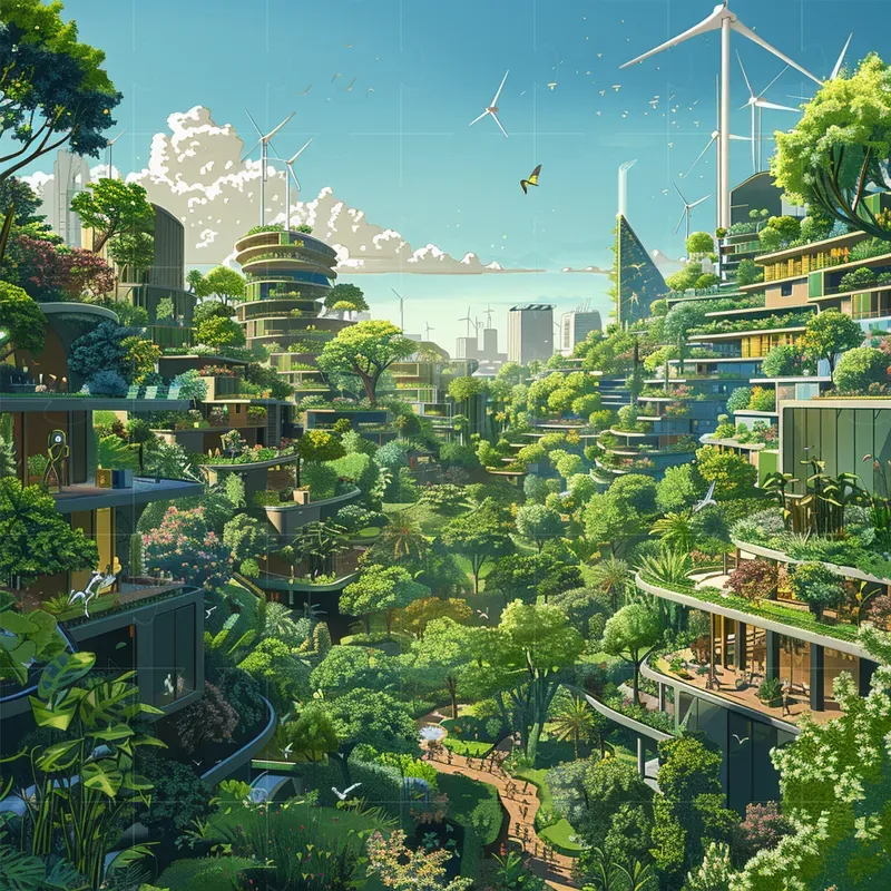 Solarpunk Futurist Cities Architecture