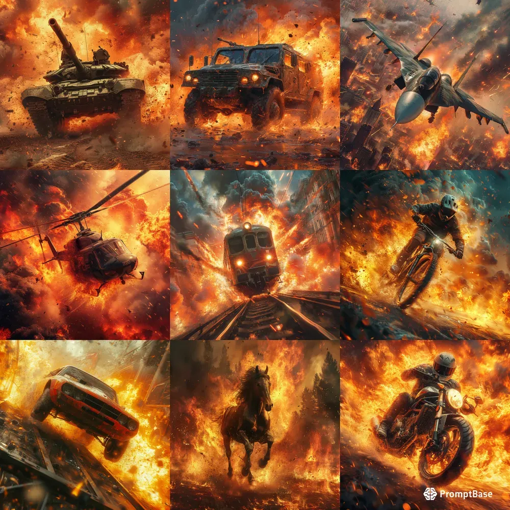 Realistic Action Shots In Fire Explosions
