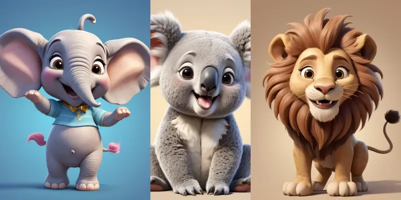 Charming Pixarstyle Animal Caricatures generated by undefined