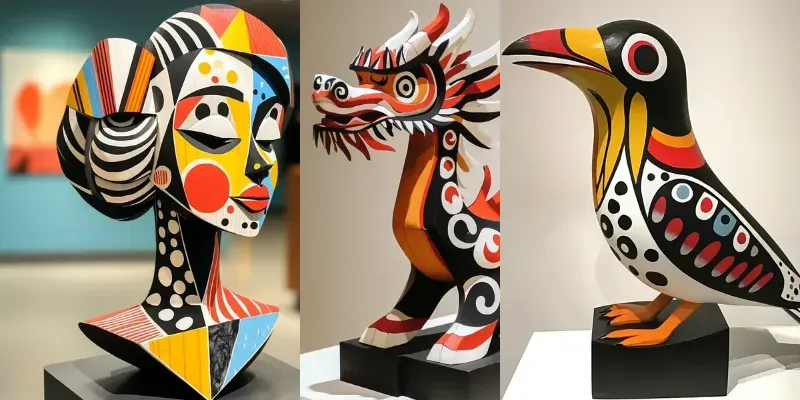 Colorful Wood Sculptures generated by undefined