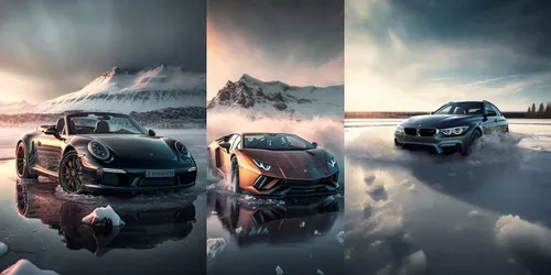 Cars On Ice Cinematics generated by midjourney