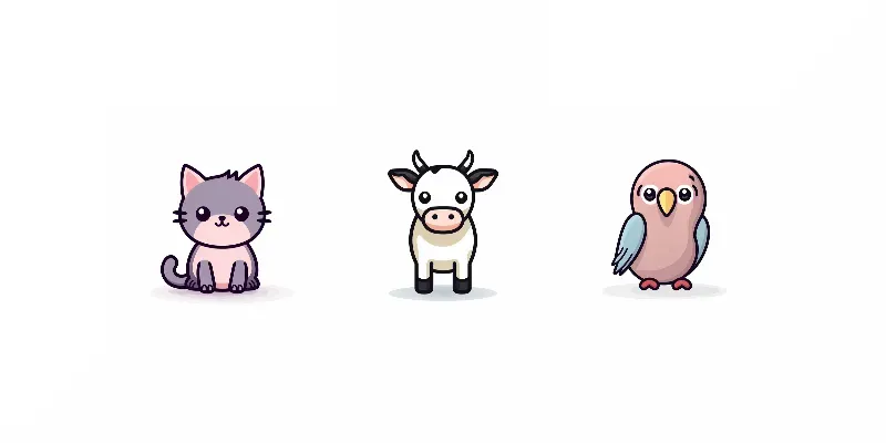 Cute Thickline Animal Cliparts generated by undefined