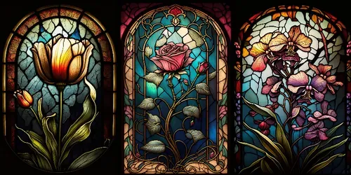 Stained Glass Flowers generated by midjourney