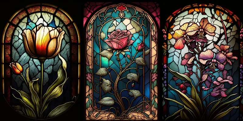 Stained Glass Flowers generated by undefined