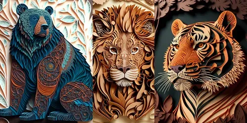 Paper Cut Animals generated by midjourney