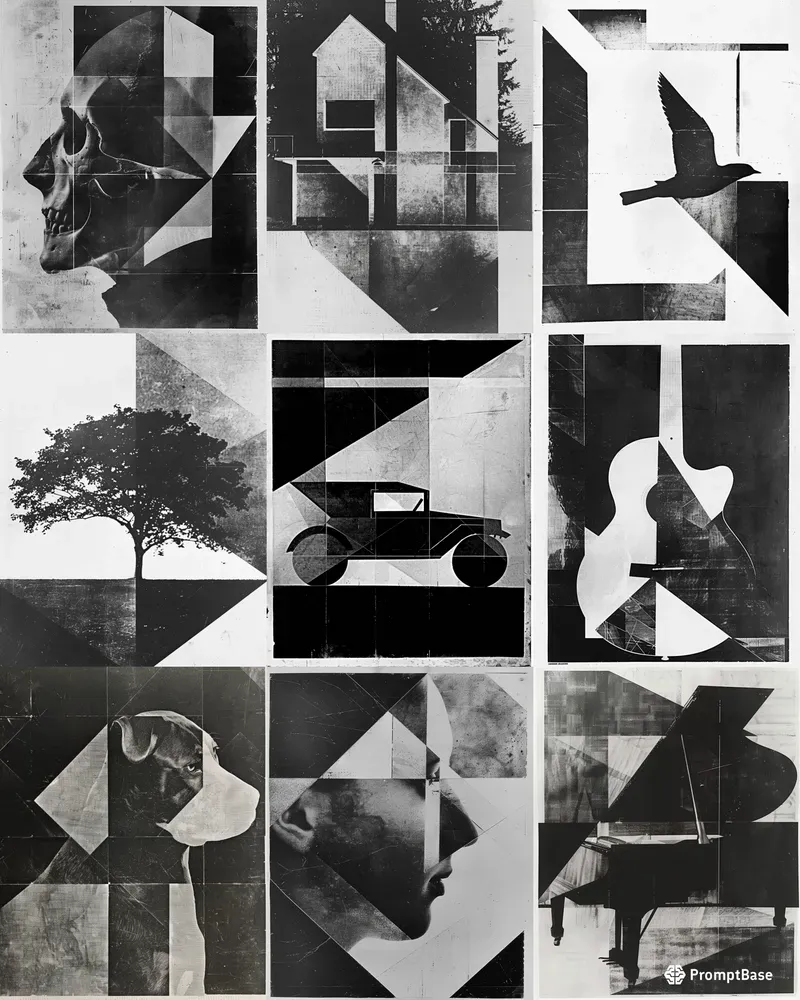Geometric Black White Collages