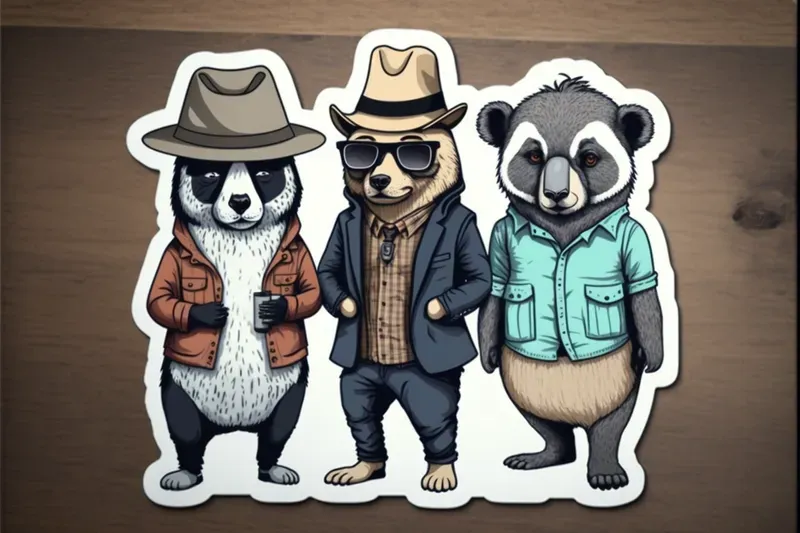 Fashionable Stickers Of Amusing Animals