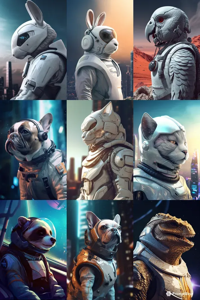 Retrofuturistic Animal Portraits