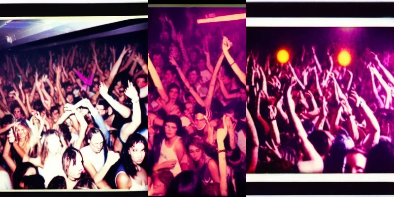 Realistic Polaroid Images Of Raves Clubs Parties generated by undefined