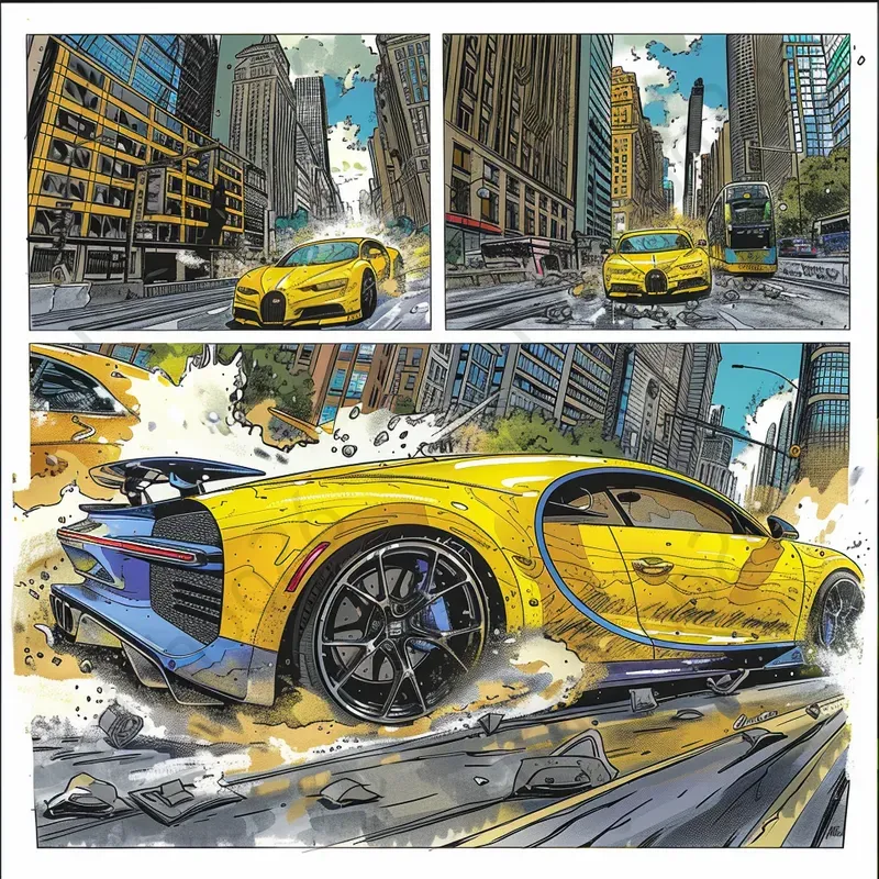 Comic Book Pages With Cars And Stories