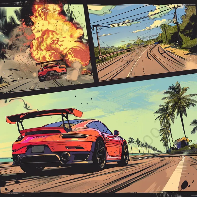 Comic Book Pages With Cars And Stories