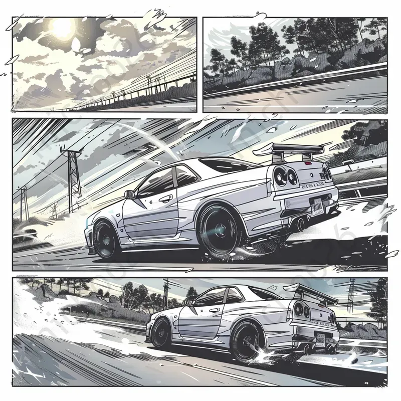 Comic Book Pages With Cars And Stories