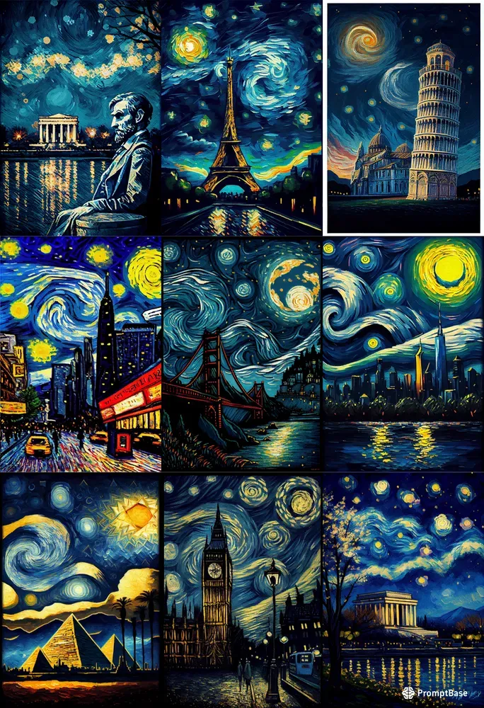 Starry Night Landmark Posters