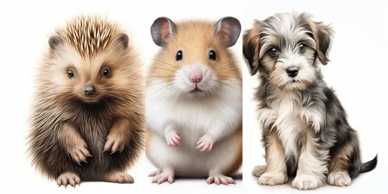 Colored Pencil Drawings Of Cute Animals generated by undefined